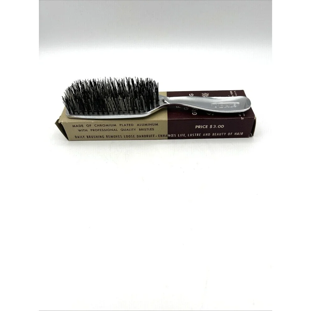 Jeris Hair Brush Professional Mens OS Silver Chromium Plated Aluminum Vintage